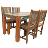 NIRVANA Reclaimed 4 Seater Dining table with chairs Small NATURAL 120x70cm
